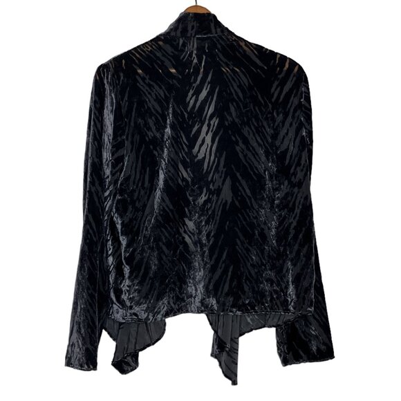 Ecote Medium M Urban Outfitters Gray Velvet Burnout Open‎ Front Draped Cardigan - Picture 2 of 4